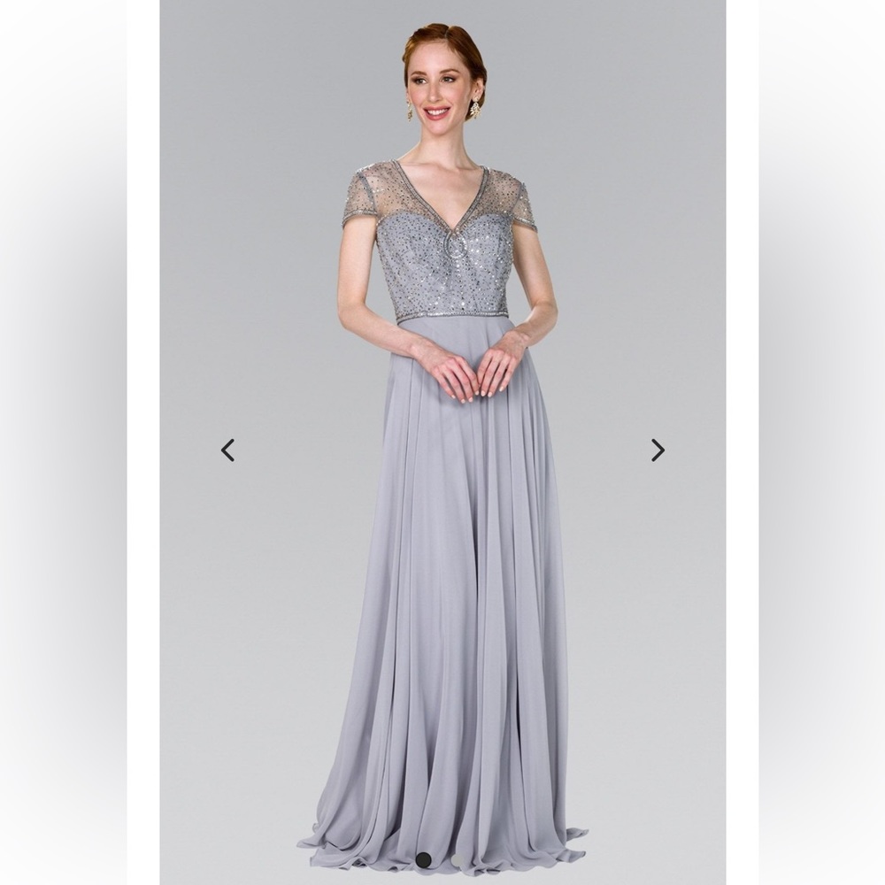 Elizabeth K GL2405 Adorable Illusion Sweetheart Flared Long Beaded Dress Gown